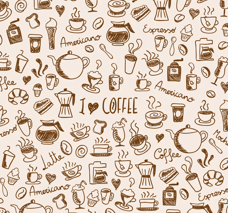 Papel de parede para cozinha com estampa de café - TenStickers