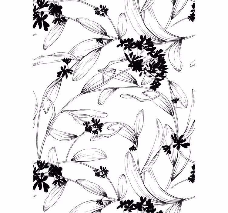 Papel de parede moderno padrão folhas pretas - TenStickers