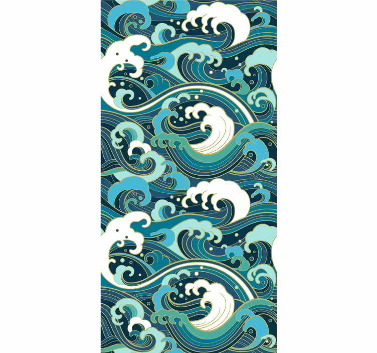 Papel de parede moderno onda grande estilo japonês - TenStickers