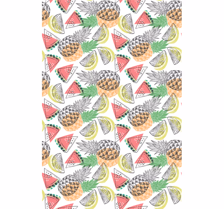 Papel de parede moderno padrão colorido de frutas verão - TenStickers