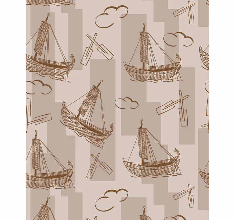 Papel de parede infantil padrão de barcos à vela - TenStickers