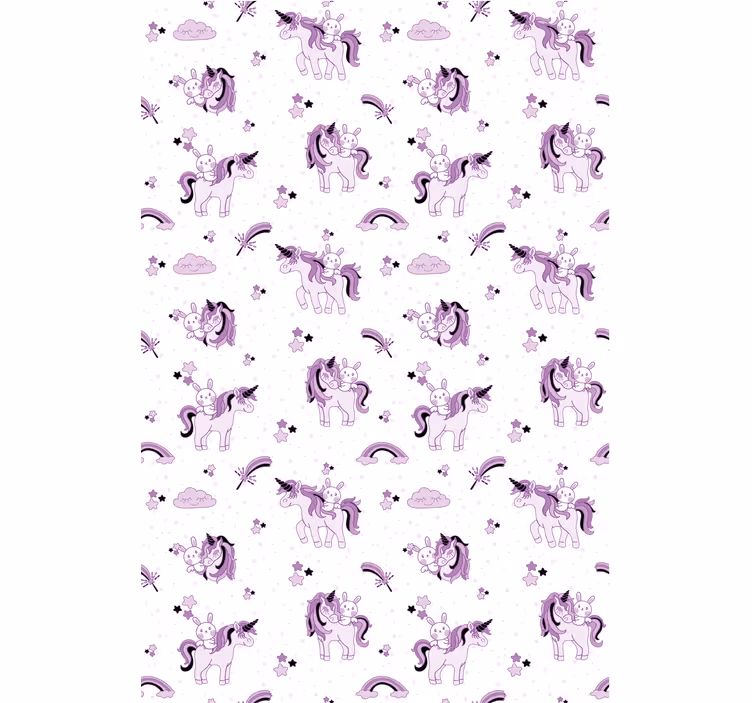 Papel de parede infantil unicórnios roxos de fantasia - TenStickers