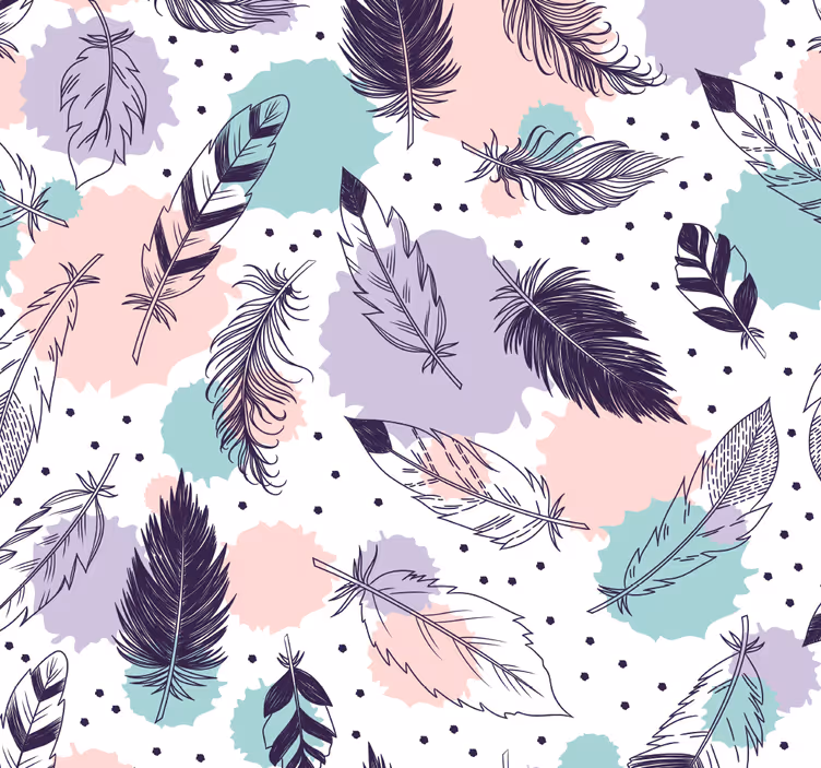 Papel de parede casa de banho padrão penas boho - TenStickers