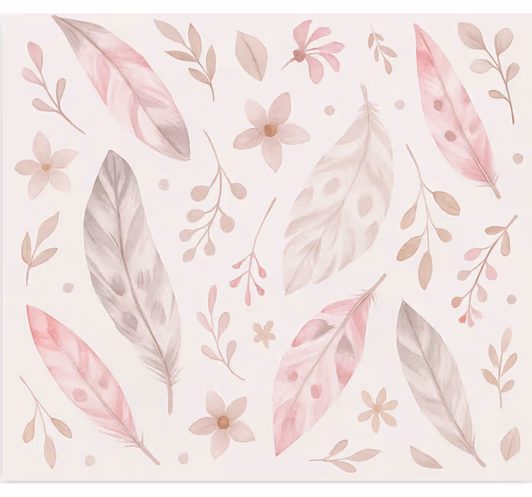 Papel de parede infanto juvenil penas rosas - TenStickers