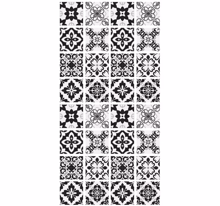 Papel de parede para cozinha azulejos preto e branco - TenStickers