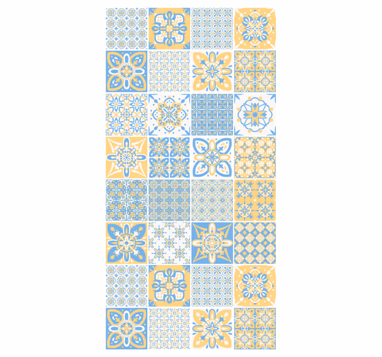 Papel de parede para cozinha azulejos mix portugueses - TenStickers