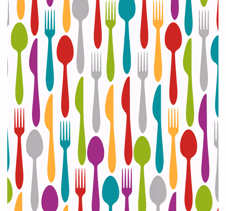 Papel de parede para cozinha com utensílios de mesa - TenStickers