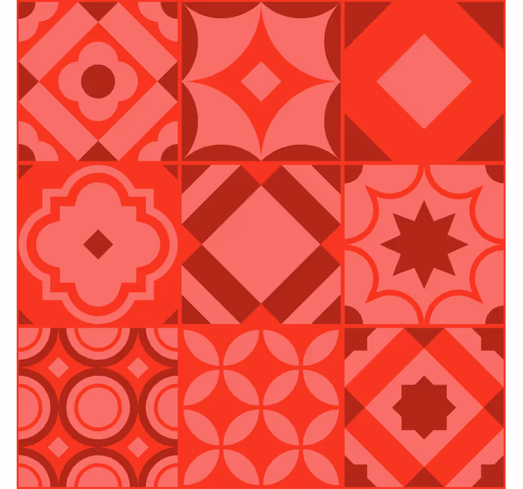 Papel de parede para cozinha com azulejos vermelhos - TenStickers