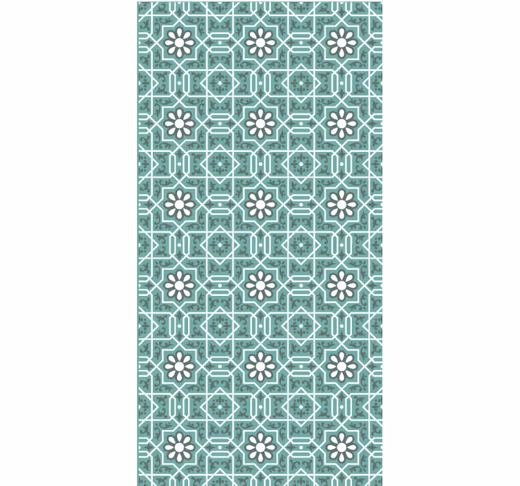 Papel de parede para cozinha com azulejos florais verdes - TenStickers