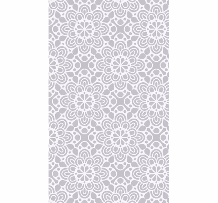 Papel de parede para cozinha com formas florais cinza e branco - TenStickers