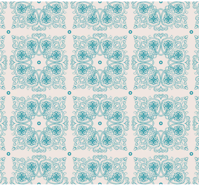 Papel de parede para cozinha azulejos turquesa - TenStickers