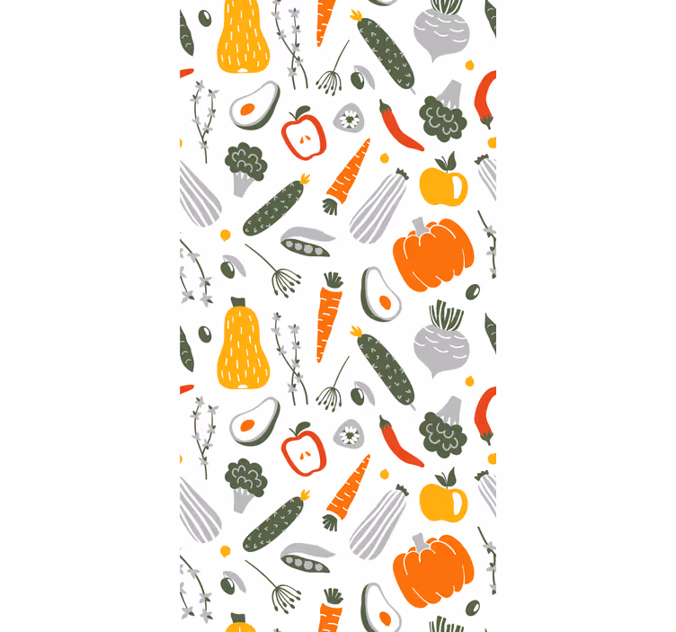 Papel de parede para cozinha coleção colorida de legumes - TenStickers