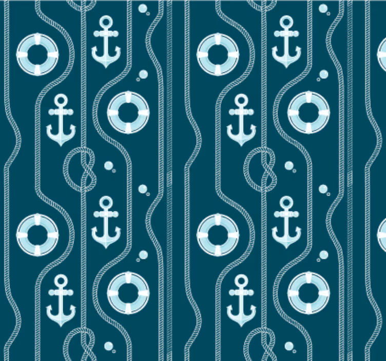 Papel de parede casa de banho âncora náutica azul - TenStickers