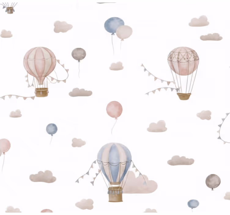 Papel de parede para sala balão de ar quente pastel - TenStickers