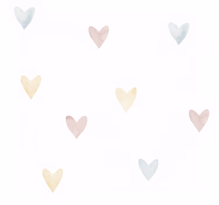 Papel de parede quarto de casal corações pastel em aquarela - TenStickers