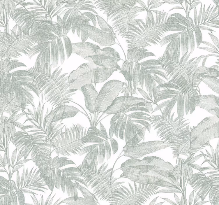 Papel de parede quarto de casal esboço de palma prata - TenStickers