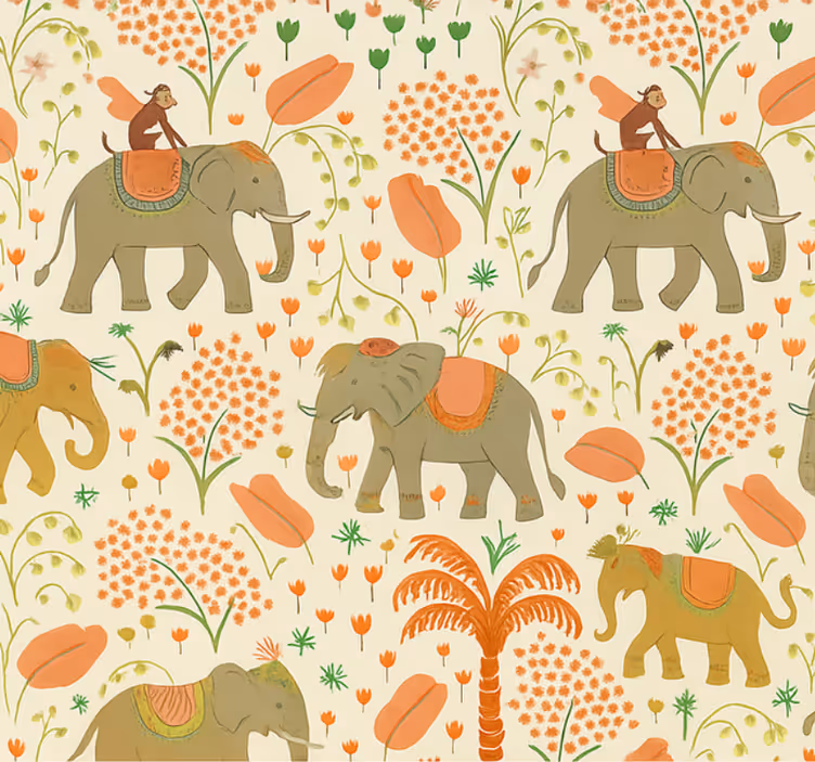 Papel de parede quarto de casal safari do elefante indiano - TenStickers