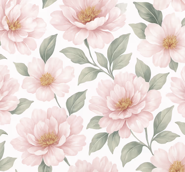 Papel de parede para sala florais de peônia pastel - TenStickers