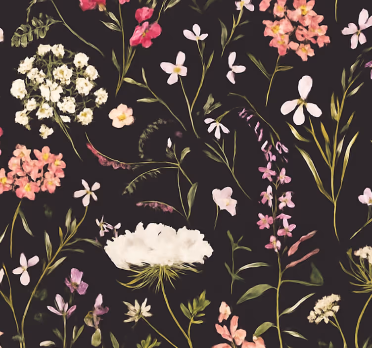Papel de parede para sala flores de primavera escura - TenStickers