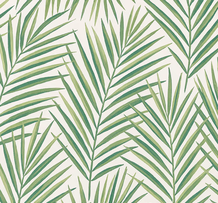 Papel de parede para sala folhas verdes finas tropicais - TenStickers