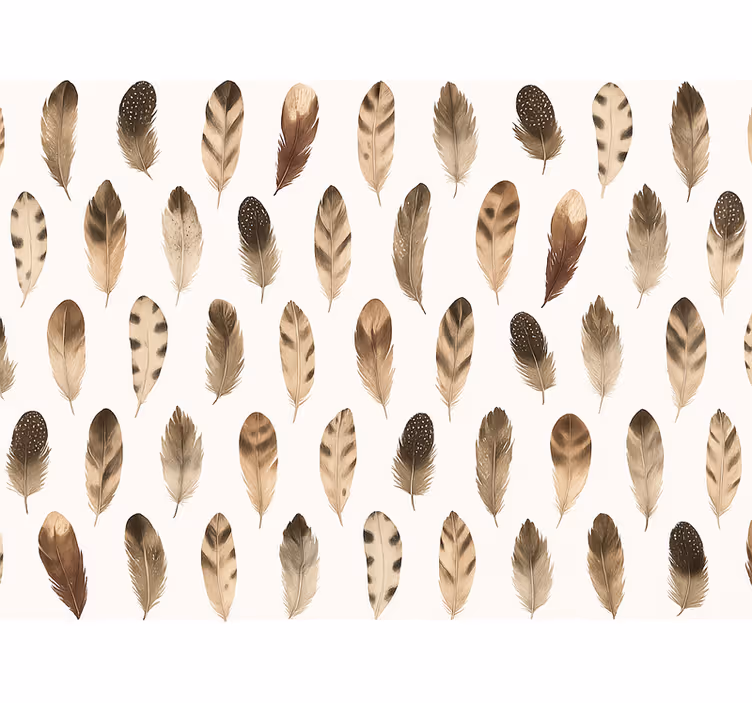 Papel de parede para sala padrão de penas orgânicas - TenStickers