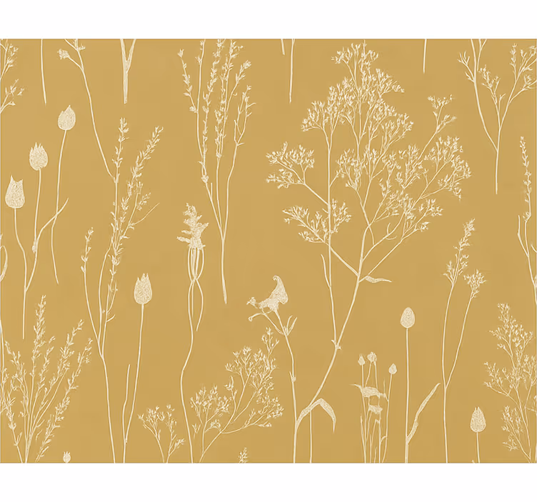Papel de parede para sala floral nórdico ocre - TenStickers