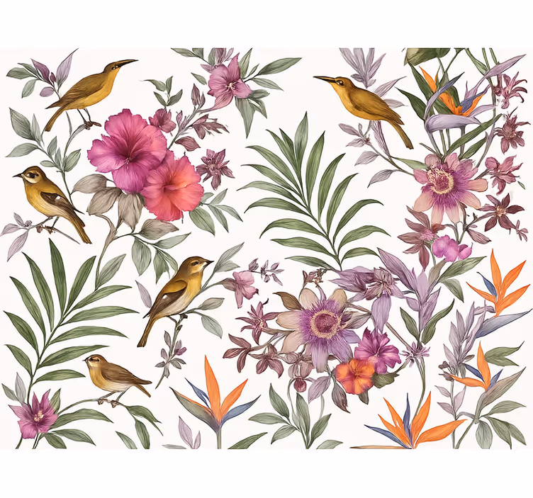 Papel de parede quarto de casal floresta colorida - TenStickers