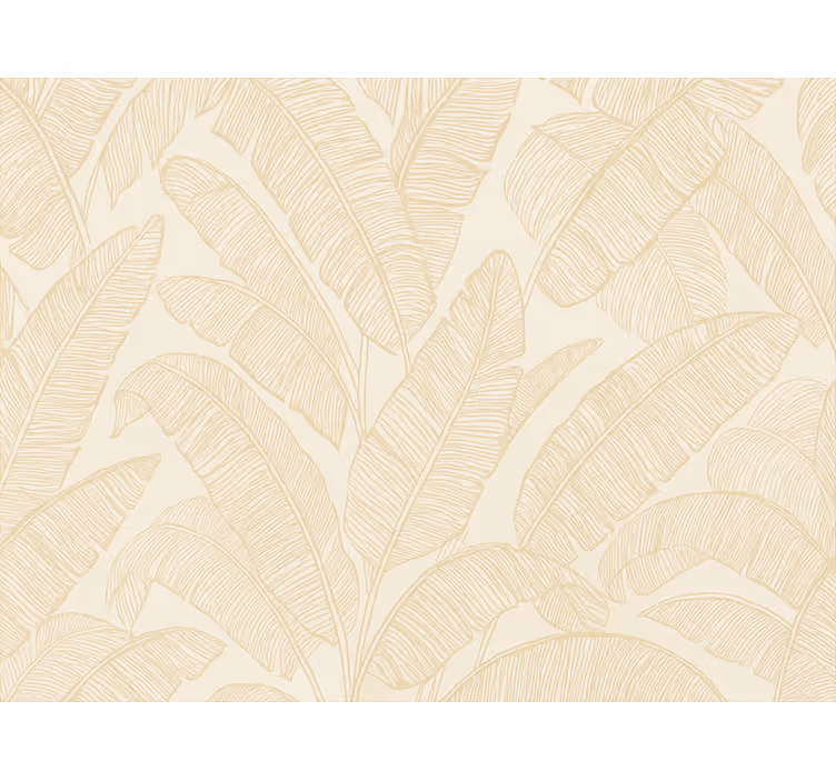 Papel de parede para sala padrão folha de bananeira bege - TenStickers