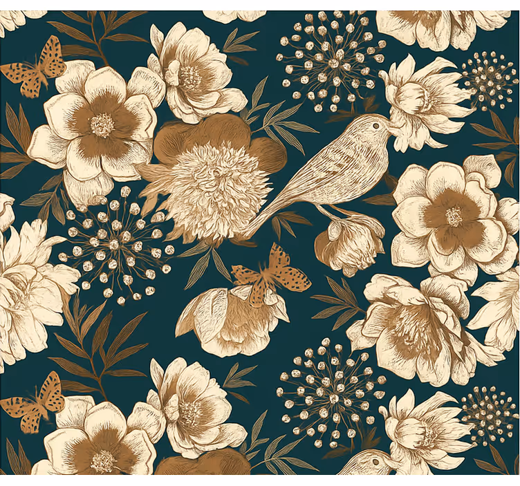 Papel de parede pássaros botânica vintage - TenStickers