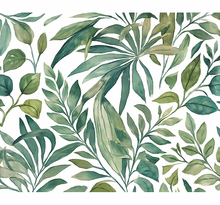 Papel de parede folhas aquarela de selva - TenStickers