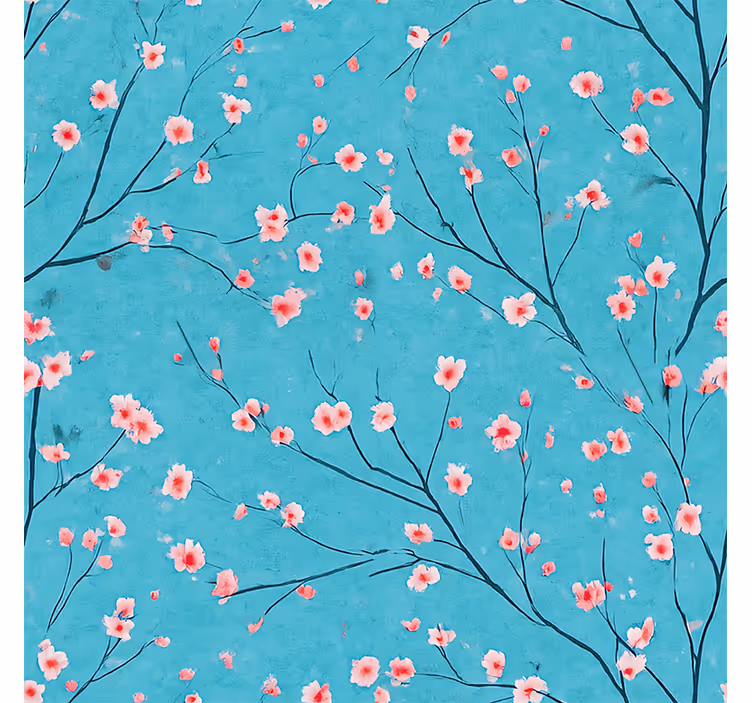 Papel de parede flores flores de cerejeira teal - TenStickers