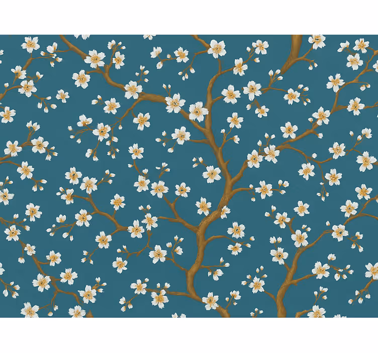 Papel de parede flores flor dourada em verde Água - TenStickers