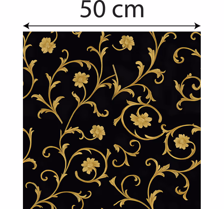 Papel de parede barroco ouro em scroll preto noturno - TenStickers