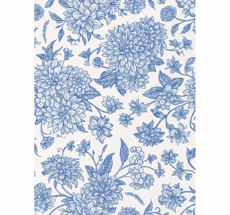 Papel de parede quarto de casal dahlia azul floral - TenStickers