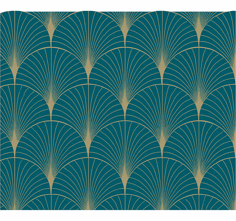 Papel de parede quarto de casal arte decor azul ouro - TenStickers