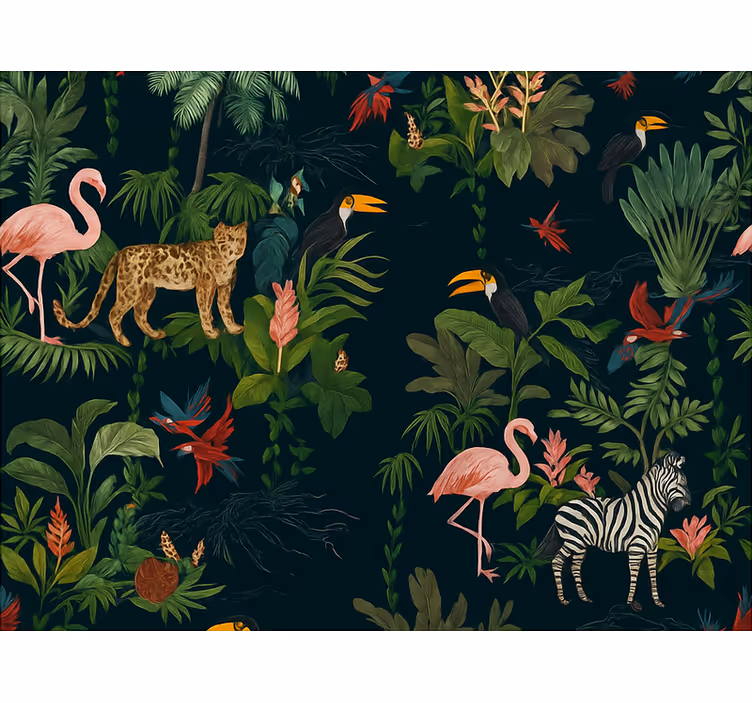 Papel de parede quarto de casal design exótico escuro - TenStickers