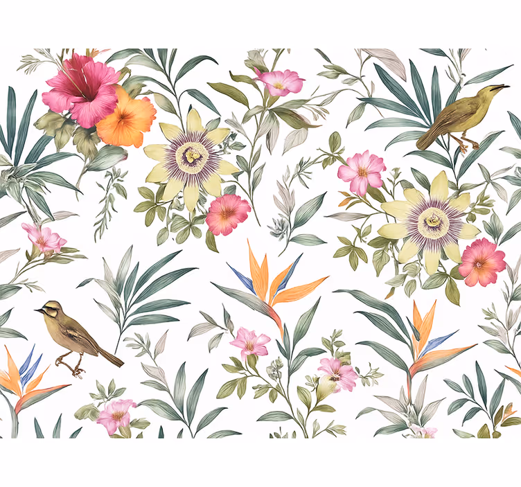 Papel de parede quarto de casal em design floral azul - TenStickers