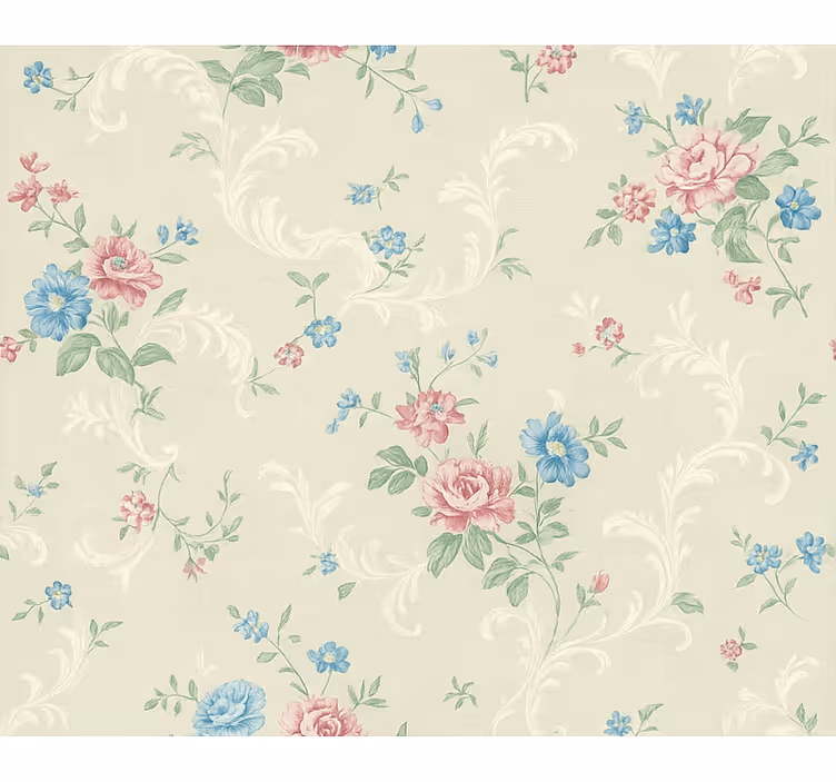 Papel de parede quarto de casal com design floral simples - TenStickers