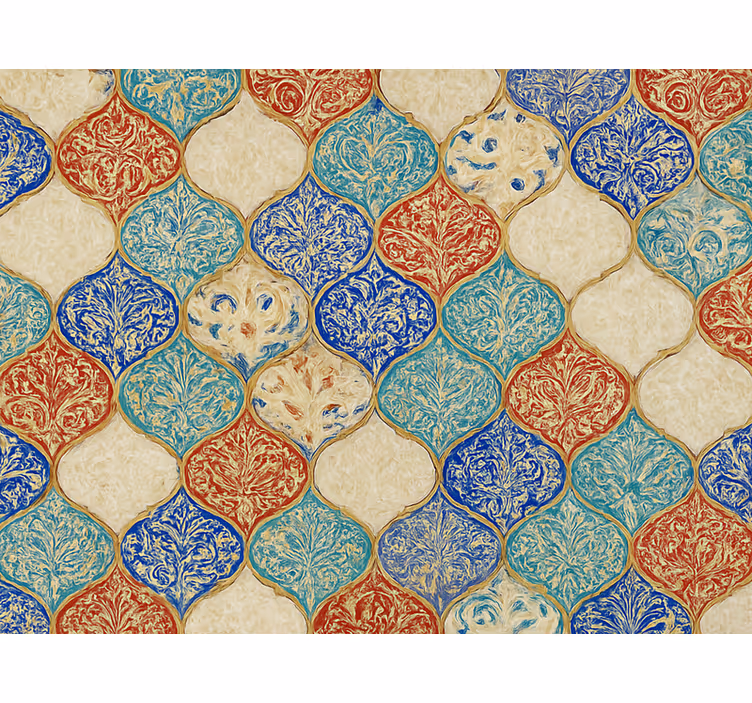 Papel de parede para sala padrão marroquino colorido - TenStickers