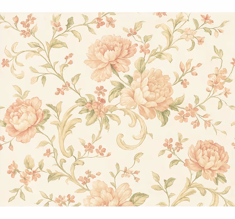 Papel de parede quarto de casal floral vintage rosa claro - TenStickers