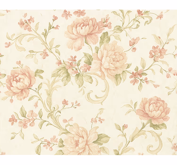 Papel de parede quarto de casal padrão floral rosa claro - TenStickers
