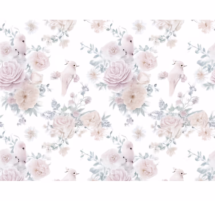 Papel de parede quarto de casal flores elegantes cinzas - TenStickers