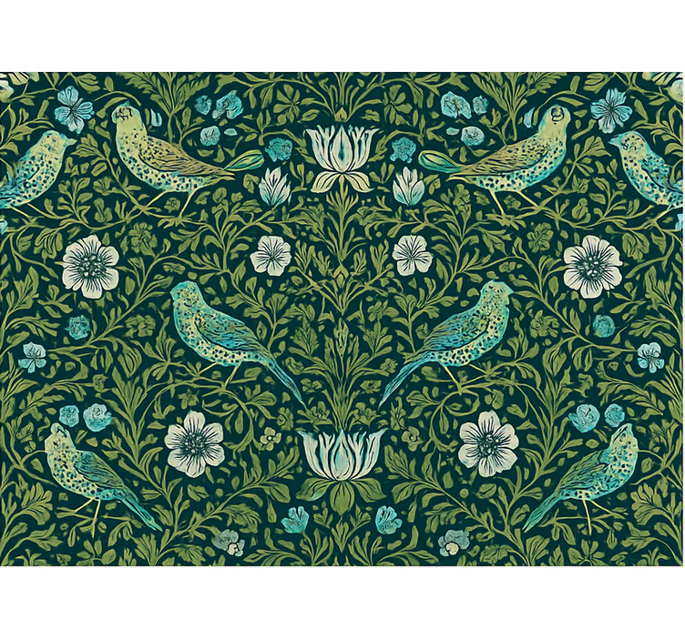 Papel de parede quarto de casal floral e pássaro ornamental - TenStickers