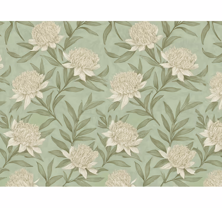 Papel de parede para sala flores estilo protea brancas - TenStickers