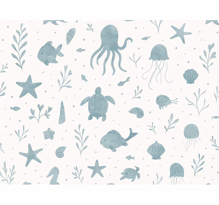 Papel de parede infantil tema náutico azul e branco - TenStickers