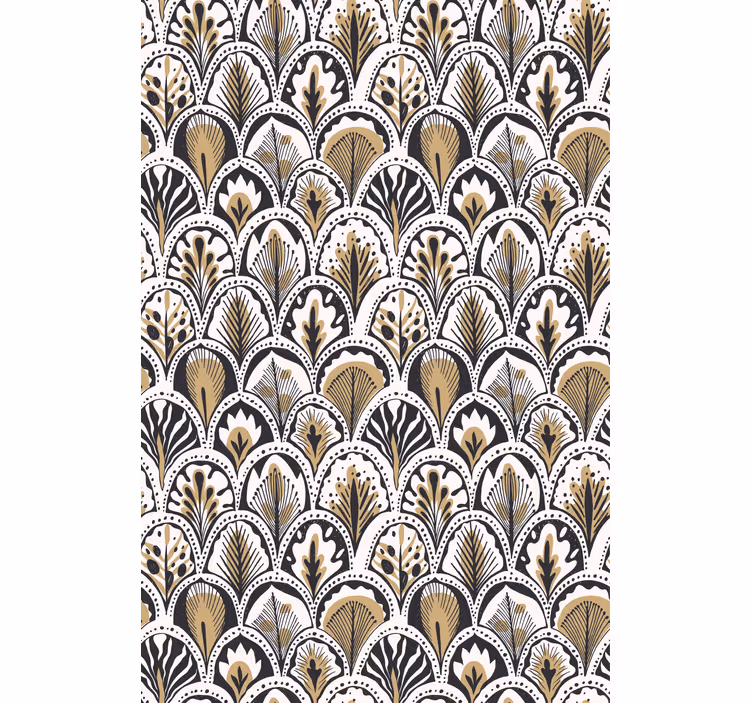 Papel de parede flores padrão dourado - TenStickers