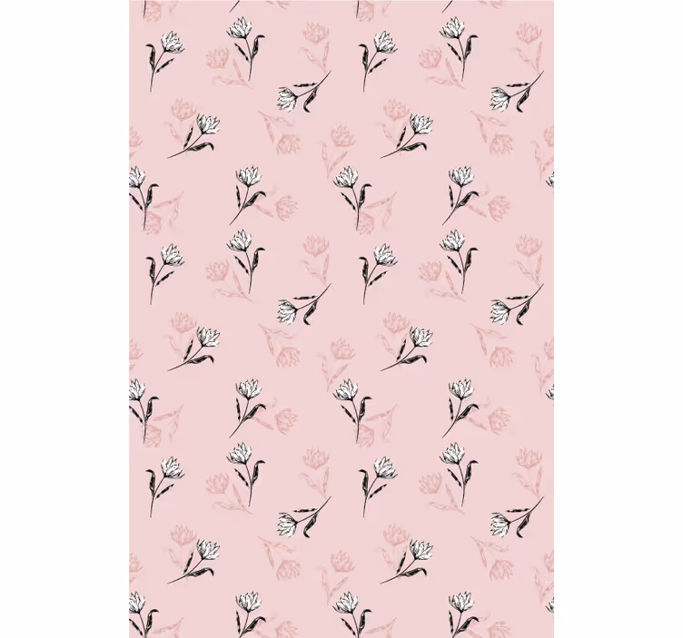 Papel de parede flores lírios brancos sobre fundo rosa - TenStickers