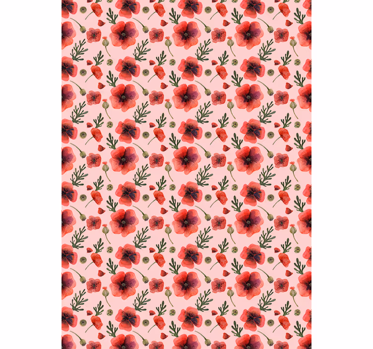 Papel de parede flores papoulas em aquarela - TenStickers