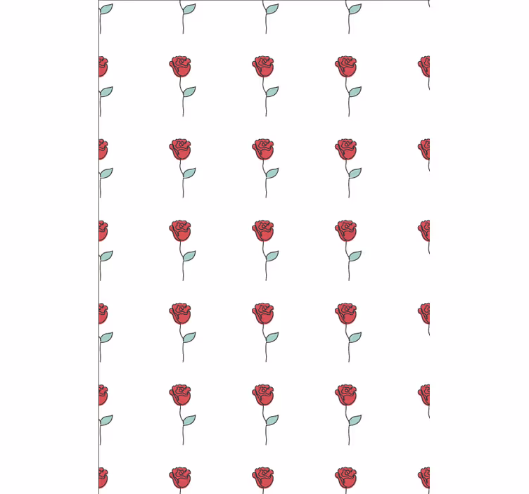 Papel de parede flores desenho de linha rosa vermelha - TenStickers