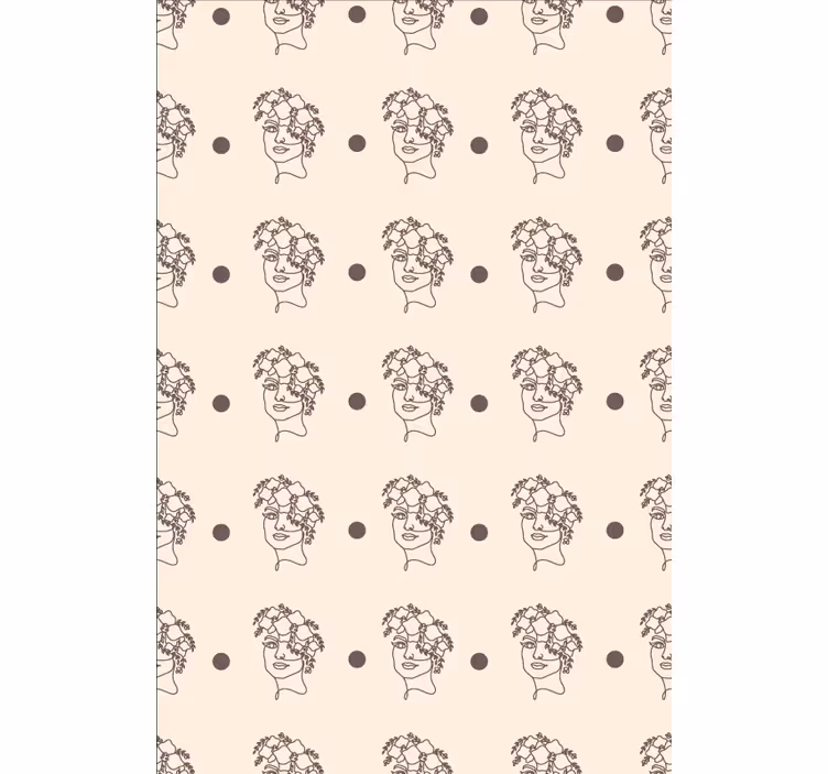 Papel de parede flores silhueta minimalista mulher fofa - TenStickers